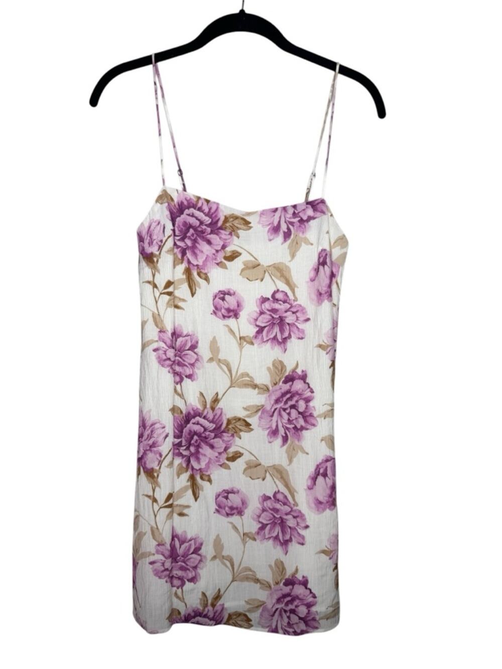 ABERCROMBIE / purple white floral printed crinkle textured mini dress / XS